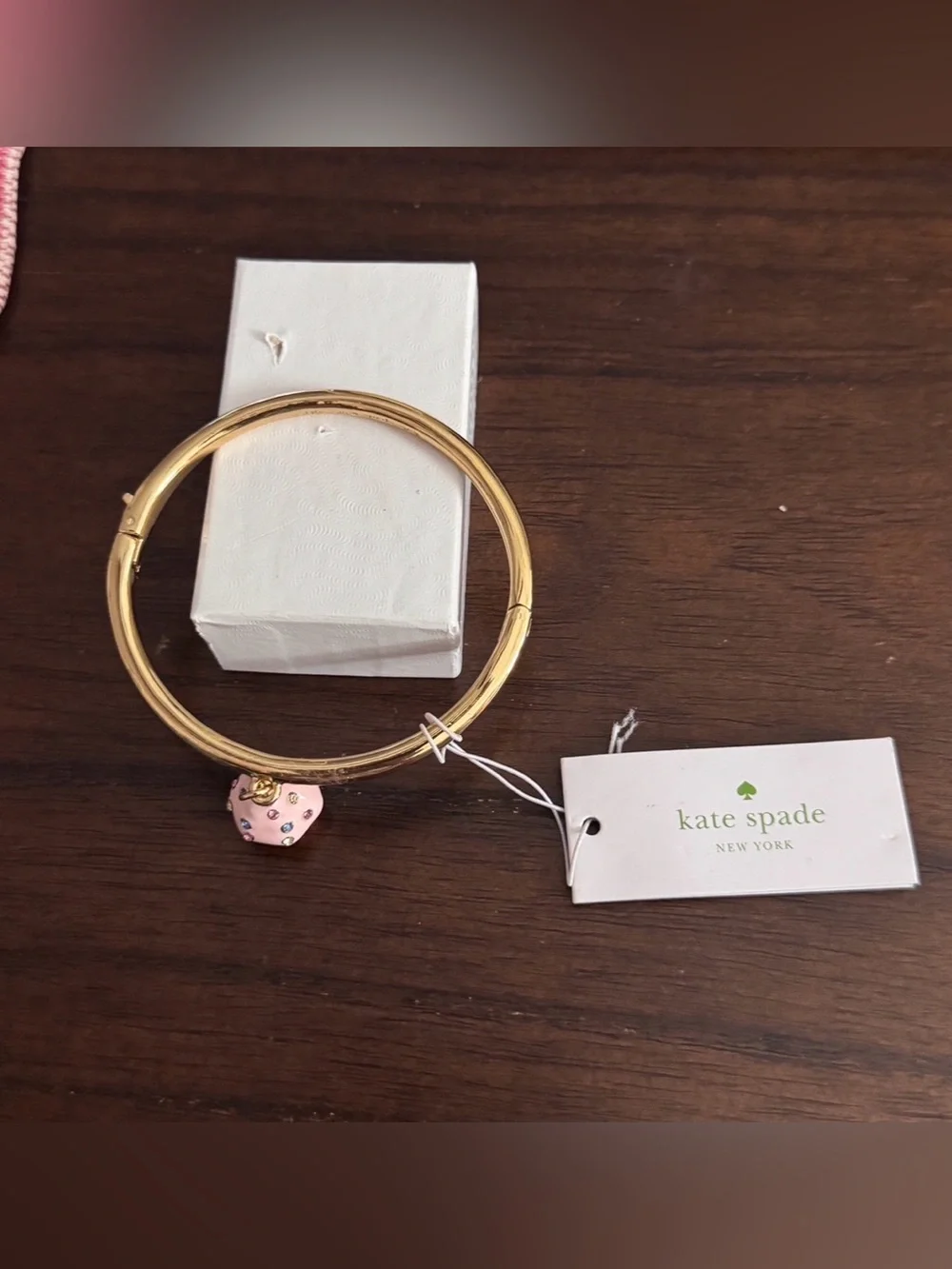 kate spade Gold-tone Bangle with Pink Cupcake Charm
